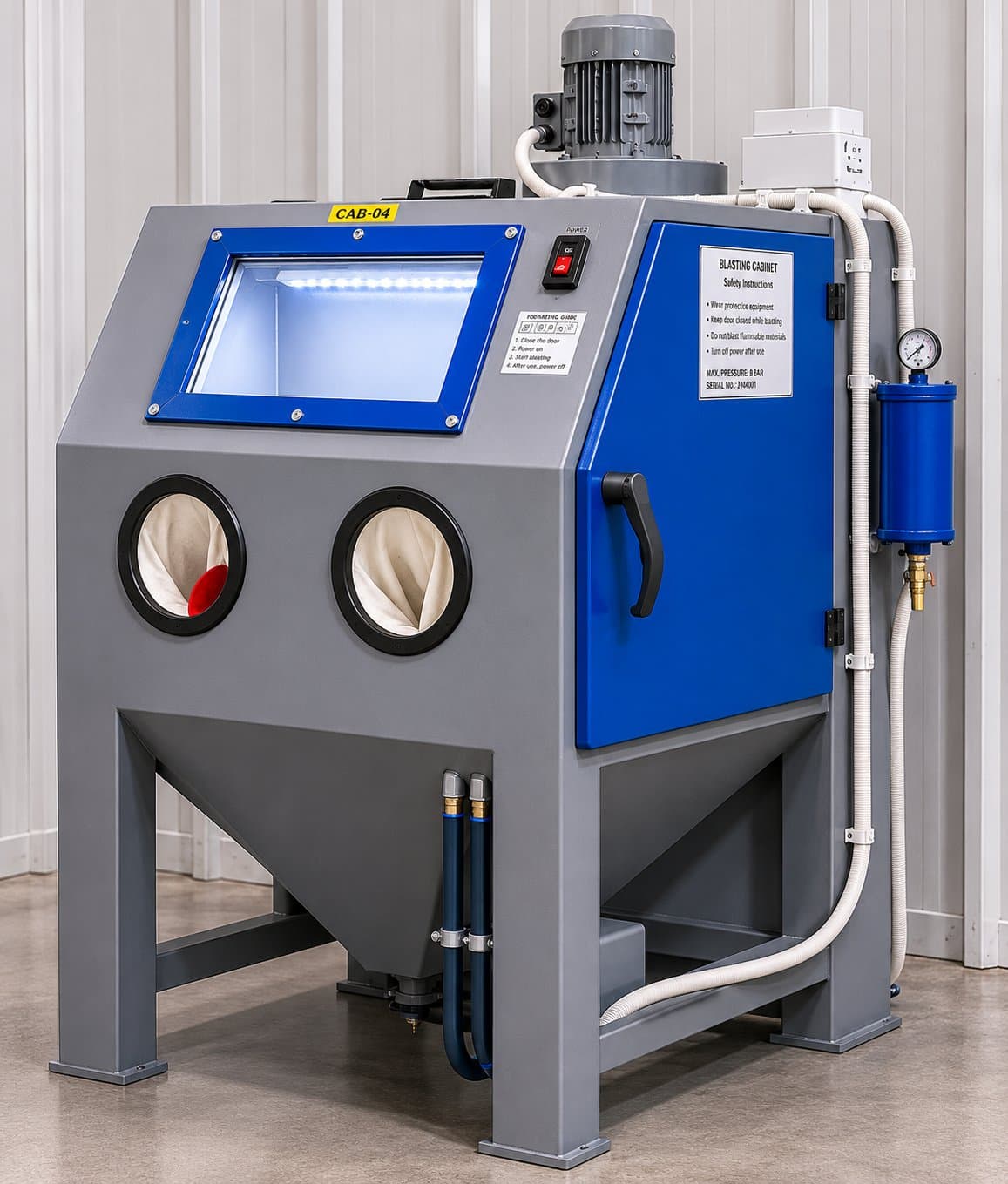 Sandblasting machine for surface preparation and finishing